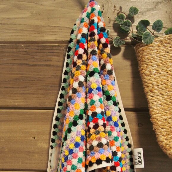 Rainbow Double Sided Pom Pom Turkish Hand Towel - Picture 2 of 6